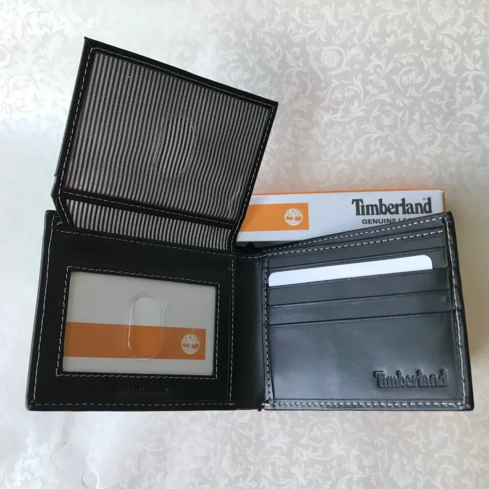 Timberland Men's Pass Case Wallet Genuine Leather Black color NWT